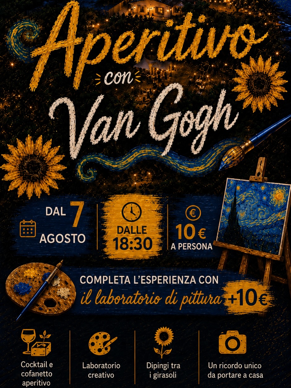 Al momento stai visualizzando Aperitivo con Van Gogh – Dipingi tra i Girasoli
